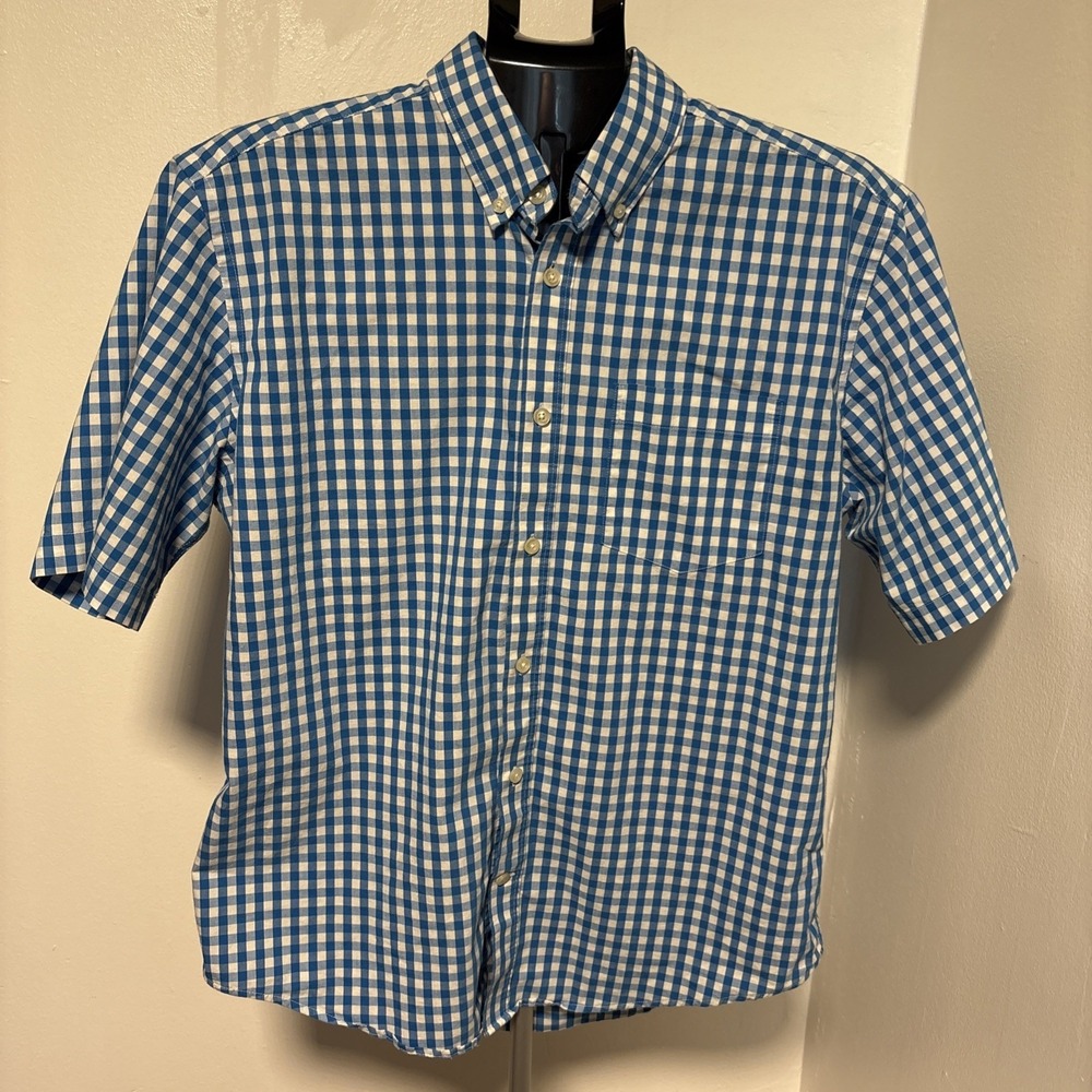 Mason James men's Medium Button-up Blue & White Gingham (checkered) pattern‎